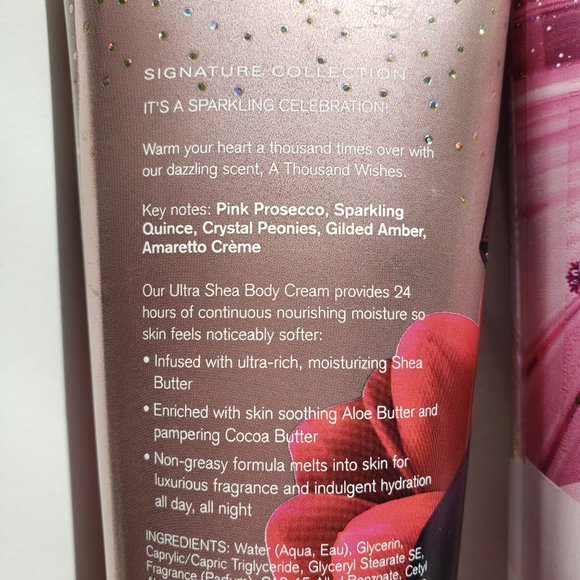 Bath & Body Works A Thousand Wishes and Twisted Pepper Mint Body Creams 8 oz New - Picture 3 of 6